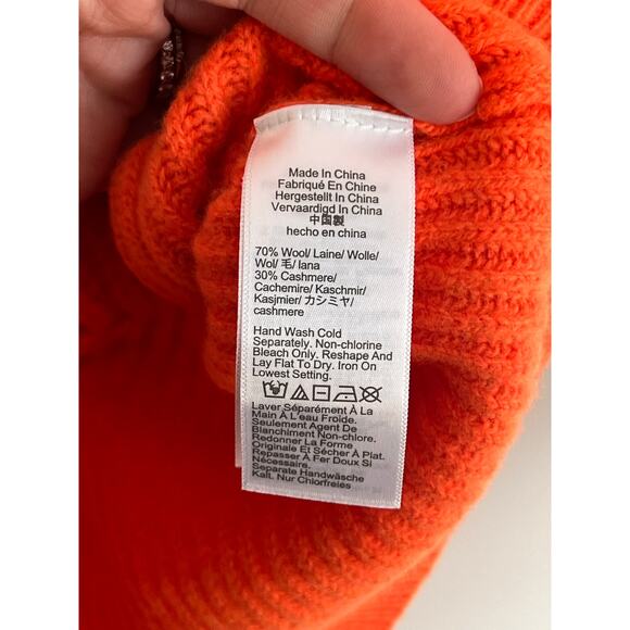 J. Crew Short Sleeve Wool-Cashmere Blend Cable-Knit Crewneck Sweater Orange - Picture 6 of 9